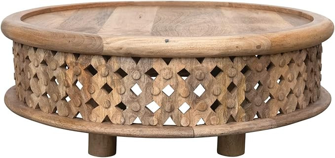 Creative Co-Op Hand-Carved Mango Wood Coffee Table, 31" L x 31" W x 12" H, Natural | Amazon (US)
