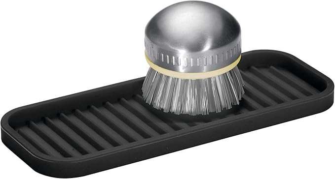 iDesign Lineo BPA-Free Flexible Silicone Sponge and Soap Tray, 9" x 3.5" x 0.5", Black | Amazon (US)