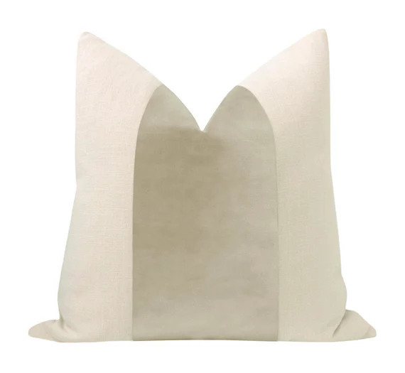 PANEL : Sonoma Velvet // Stone COVER ONLY | color block | banded velvet pillow | cotton velvet pi... | Etsy (US)