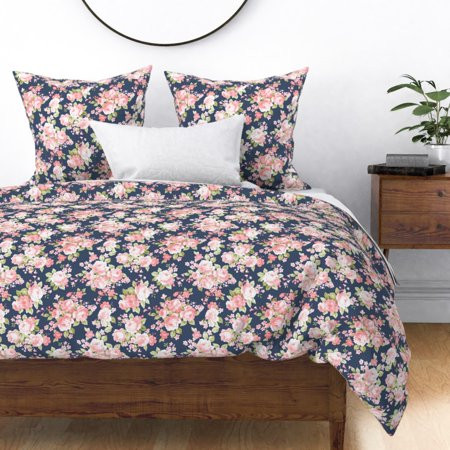 Watercolor Flower Nursery Spring Floral Flowers Sateen Duvet Cover by Roostery | Walmart (US)