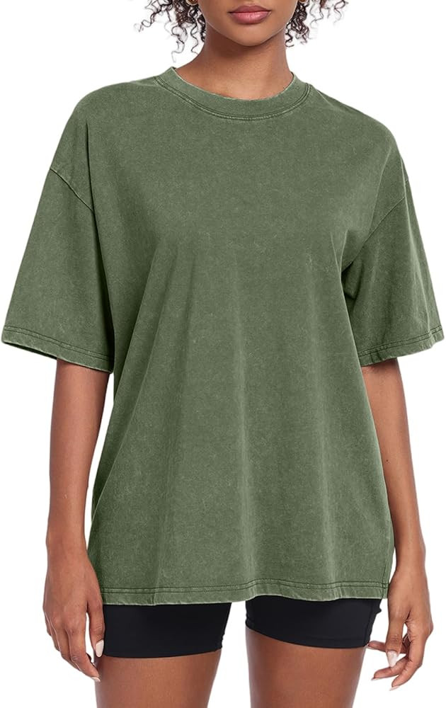 Womens Washed Vintage Oversized T-Shirt Casual Baggy Streetwear Boyfriend Tee Workout Short Sleev... | Amazon (US)