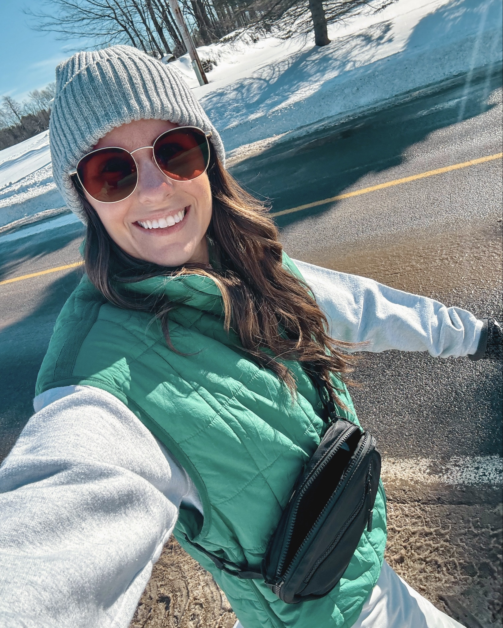 Such a beautiful day for a walk ☀️ 

Wearing kids size xl in my snow pants (linked womens too), size small in my crewneck (also linked some similar ones), small in my puffer vest, and 6.5 in my boots.
My mitten are selling out but are so warm—also linked some similar! 

#LTKootd #LTKPetite #LTKSeasonal