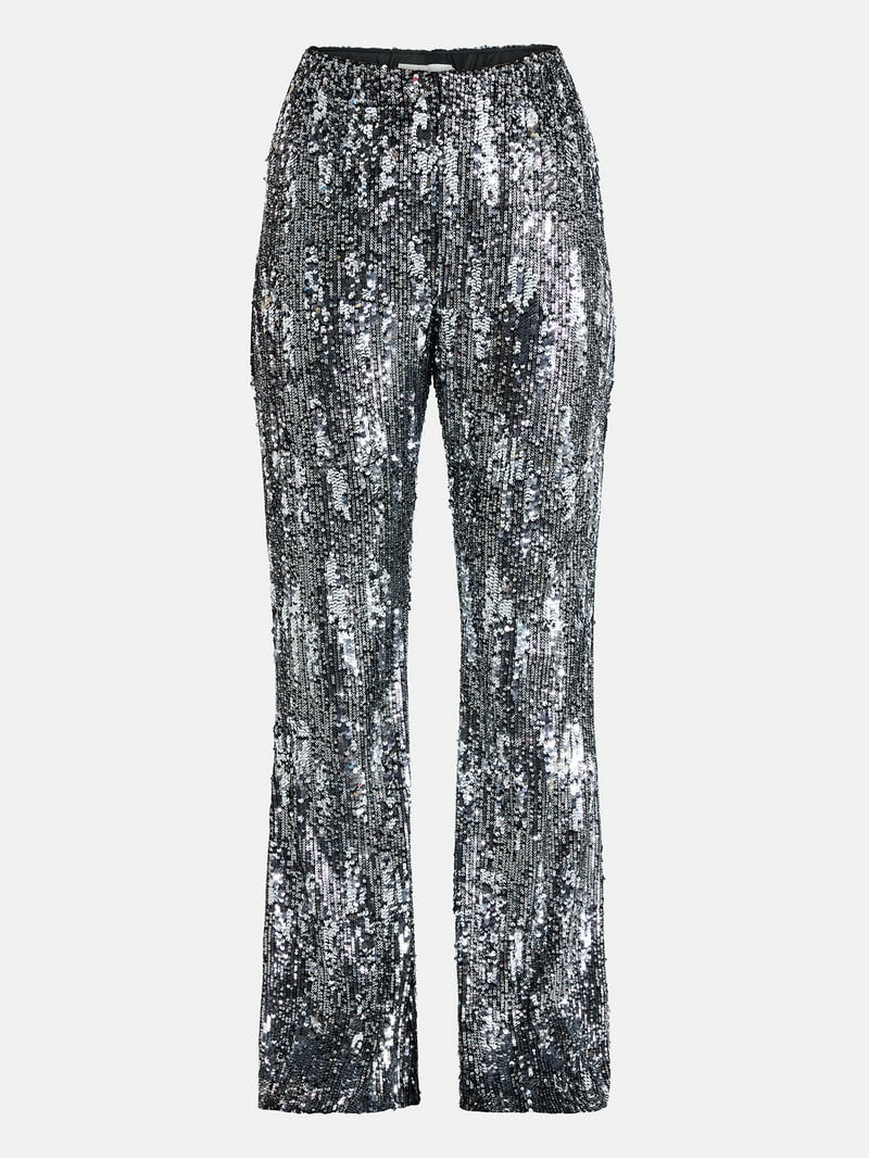 No Boundaries Sequin Flare Pants, Women's and Women's Plus | Walmart (US)