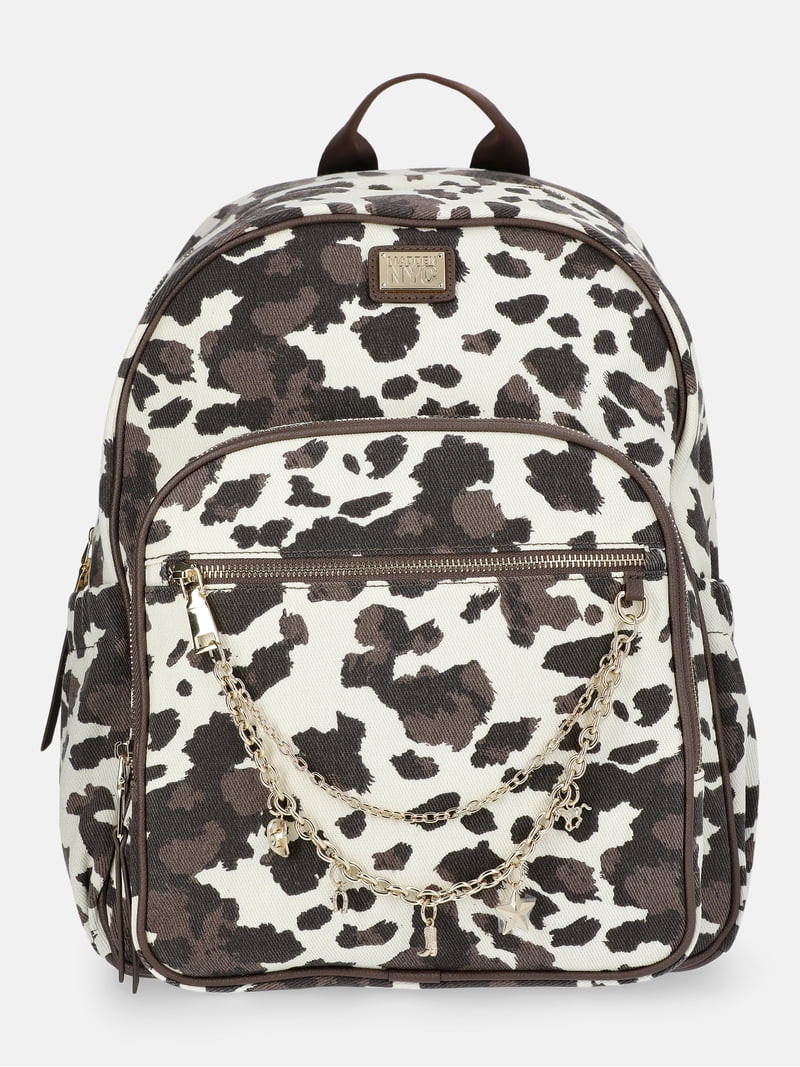 Madden NYC Women's Dome Backpack with Charm Chain Accent, Cow Print | Walmart (US)
