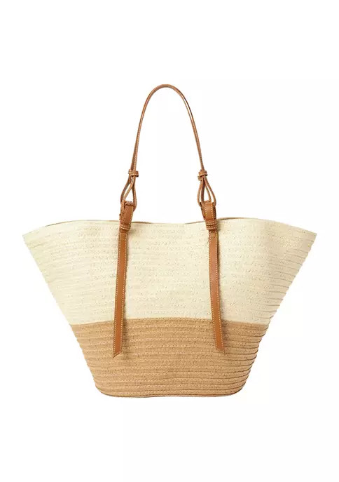 Color Block Straw Tote | Belk