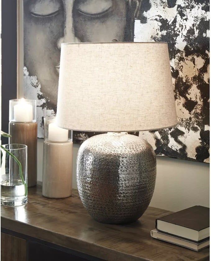 Magalie Antique Silver Metal Table Lamp | 1StopBedrooms | 1stopbedrooms