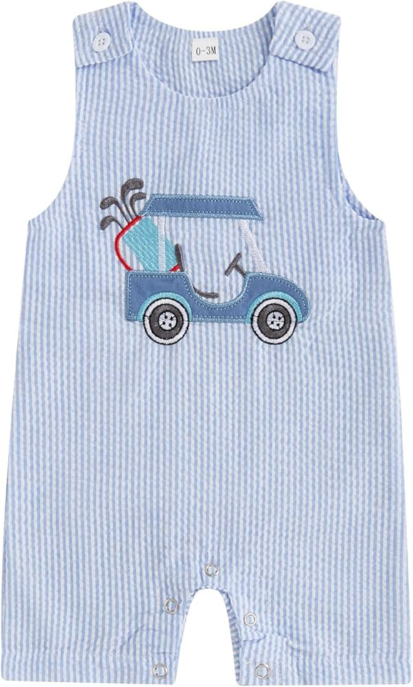 Newborn Baby Boy Golf Clothes Sleeveless Overall Jumpsuit Golf Cart Summer Tank Romper Birthday O... | Amazon (US)