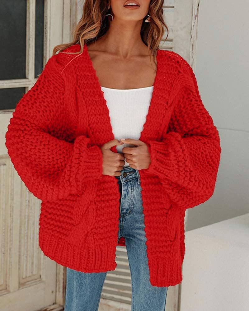 Remikstyt Womens Chunky Cardigan Cable Knit Oversized Open Front Cardigan Sweaters | Amazon (US)