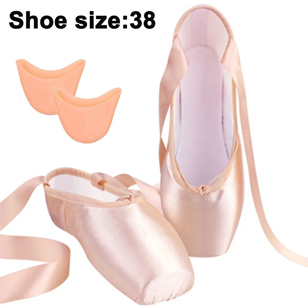 Ballet Pointe Shoes Girls Women Ribbon Ballerina Shoes with Toe Pads - Walmart.com | Walmart (US)