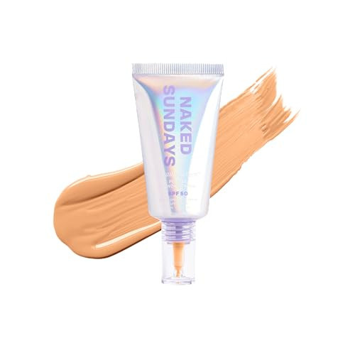 Naked Sundays BeautyScreen™ SPF 50 Mineral Peptide Foundation Tint 2-in-1 Skin Tint & Mineral Sunscreen- Radiant, Buildable Coverage, Acne-Safe (3.5 Light Medium Cool, 1.01 Oz) | Amazon (US)