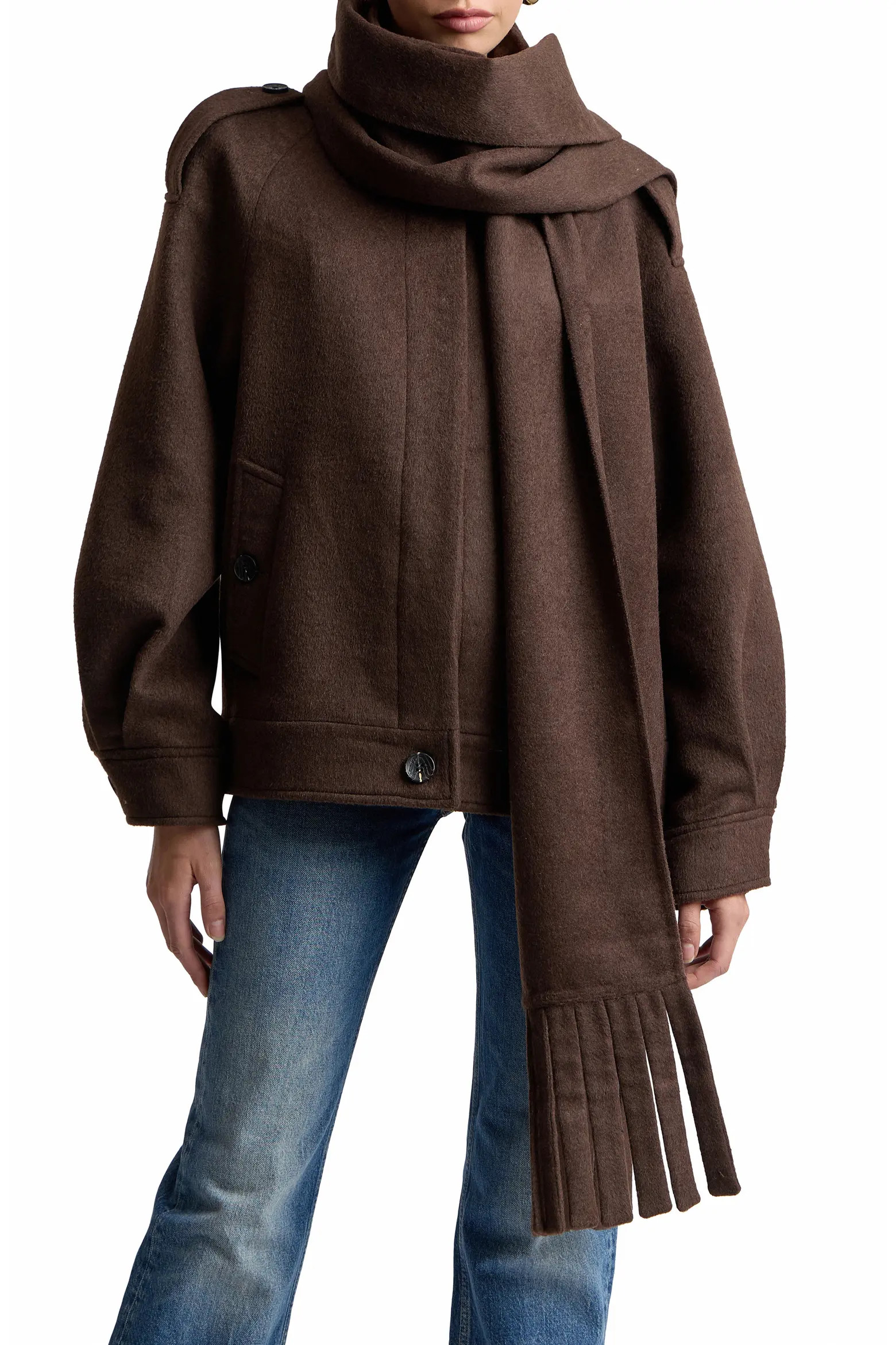 Oversized Coat with Detachable Scarf (Women) | Nordstrom | Nordstrom