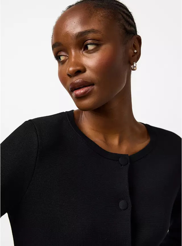 Black Compact Knit Button Long Sleeve Top 8 | Tu Clothing