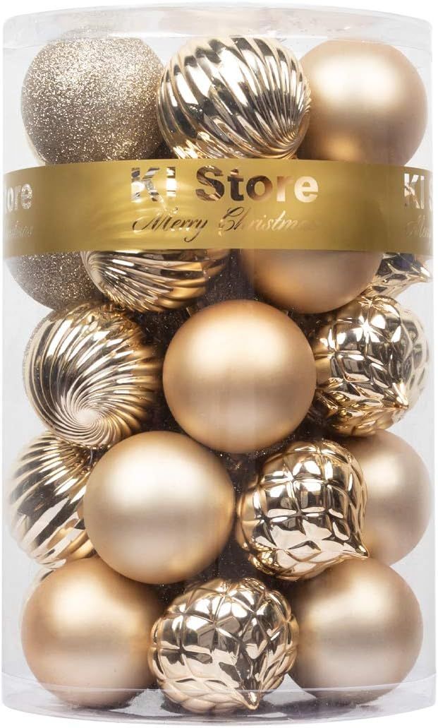 KI Store Christmas Balls Champagne Shatterproof Christmas Tree Ball Ornaments Decorations for Xma... | Amazon (US)