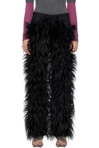 SSENSE Exclusive Black Faux-Fur Jeans | SSENSE