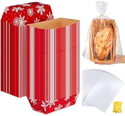 Vesici 100 Sets Large Christmas Paper Loaf Pans 8.6x4.5x2.5 Inch Snowflake Disposable Baking Pans... | Amazon (US)