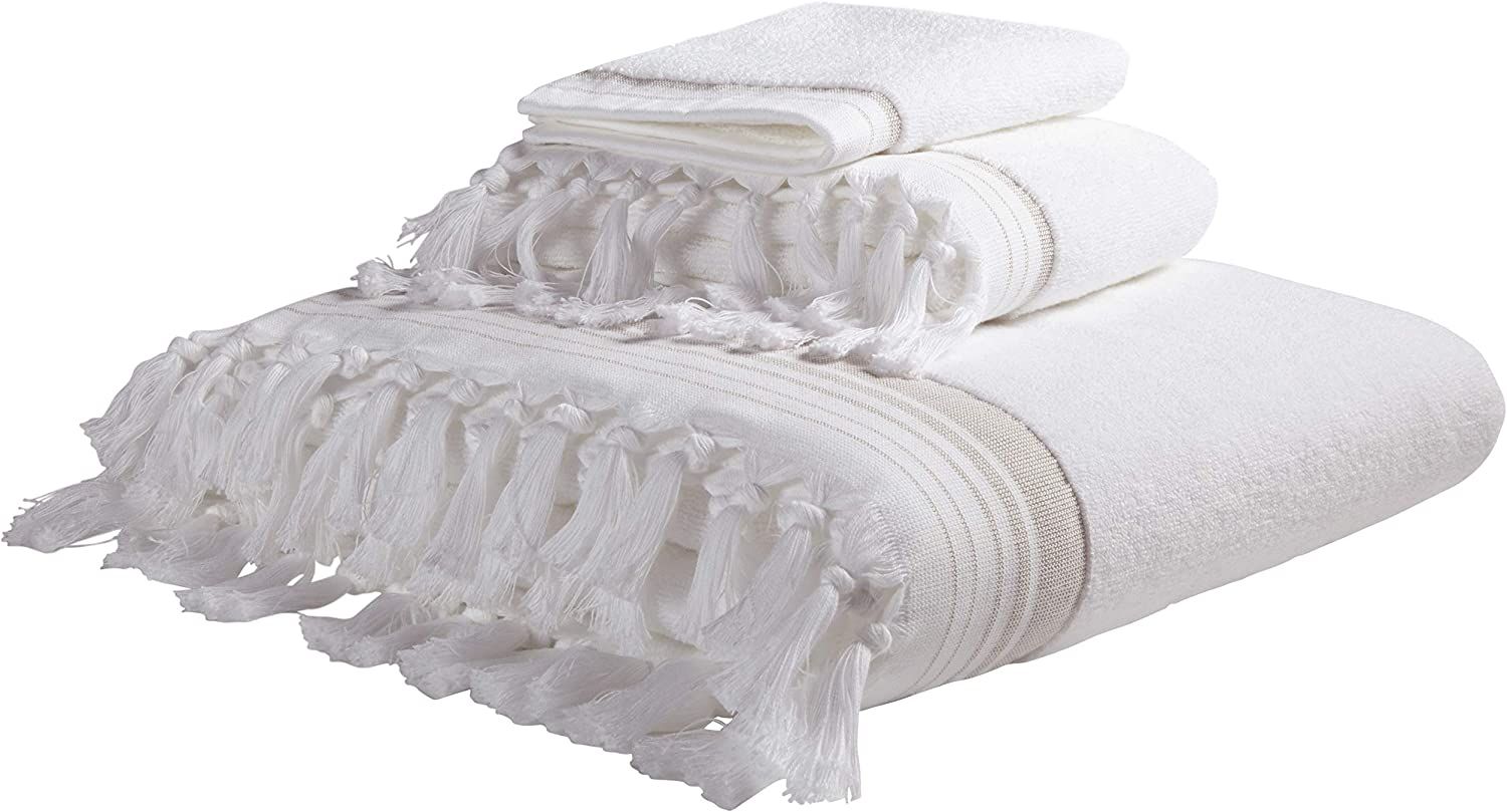 Amazon Brand – Stone & Beam Casual Terry Bath 100% Cotton Towel, Hand Towel, and Washcloth, Tan | Amazon (US)