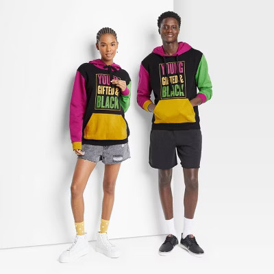 Black History Month Adult Unisex Young Gifted and Black Hooded Sweatshirt - Black | Target