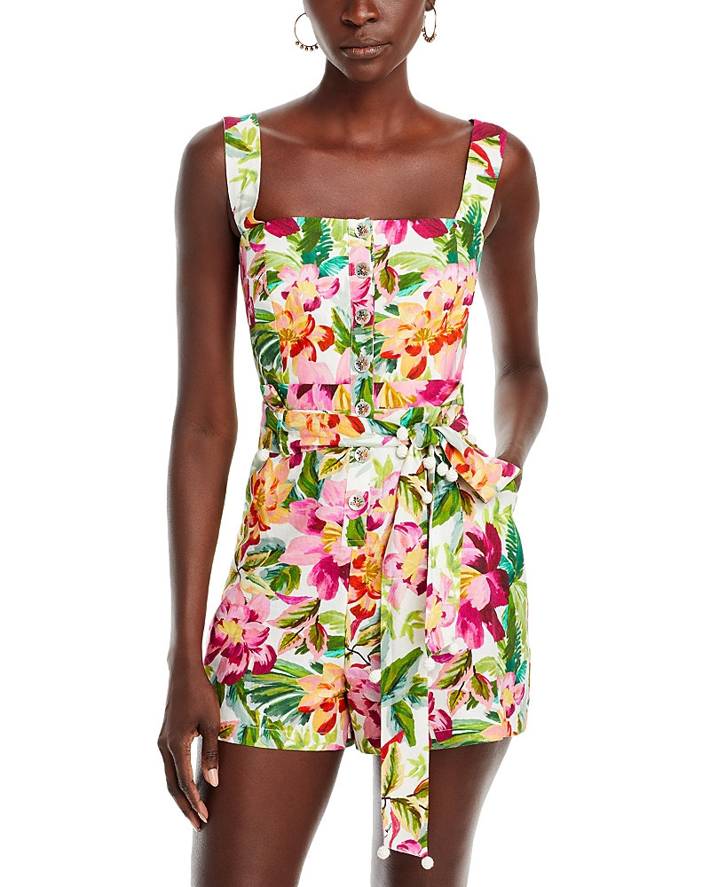 Farm Rio Painted Flowers Sleeveless Romper - Exclusive | Bloomingdale's (US)