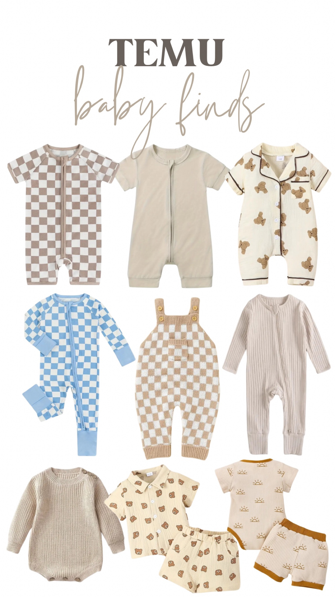 Temu baby finds!!! So many affordable baby pajamas, onesies and little outfits!! So cute and budget friendly. 


Baby clothes, baby overalls, baby sets, baby finds

#LTKGiftGuide #LTKfindsunder50 #LTKbaby