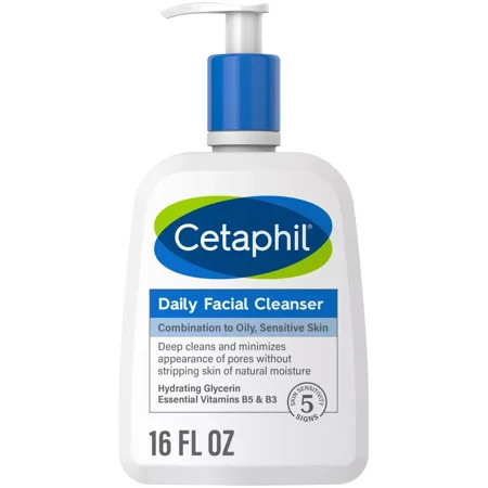 Cetaphil Daily Facial Cleanser Liquid Oily and Sensitive Skin 16 Oz 3 Pack | Walmart (US)