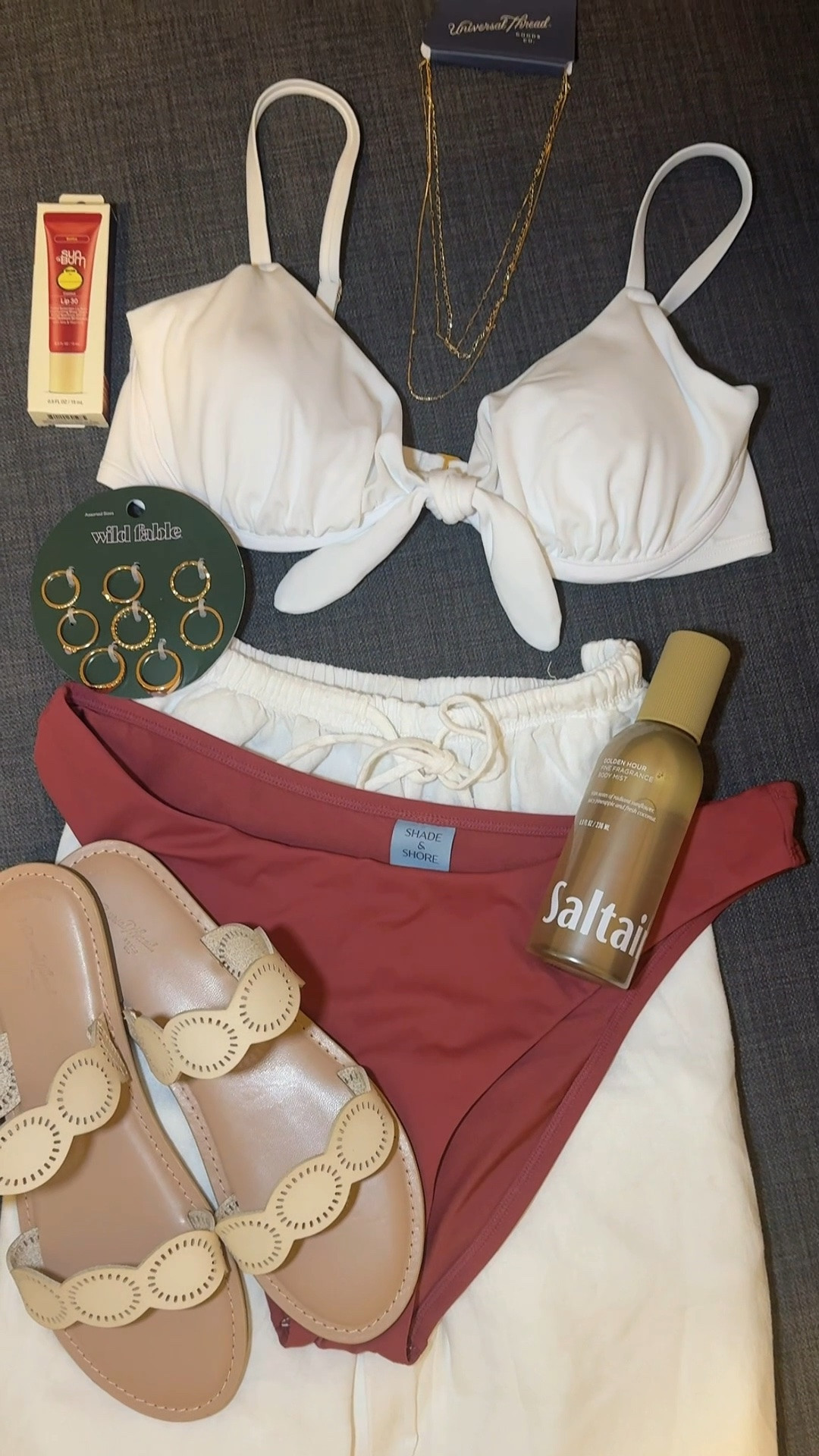 Summer refresh. Found this cute summer outfit at Target. Light linen pants, new bikini, summer scent, jewelry accessories, sandals and spf 🫶🏻

#LTKSwim #LTKootd #LTKSeasonal