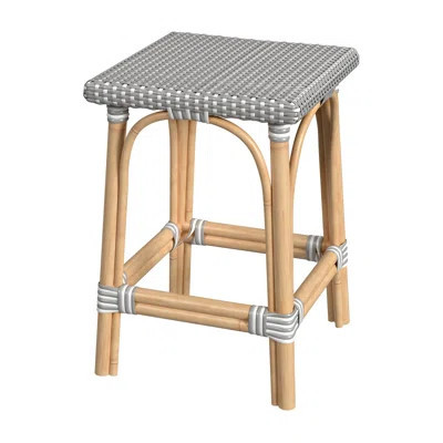 Riviera Gray/White Dot 24"H Square Rattan Counter Stool | Wayfair North America