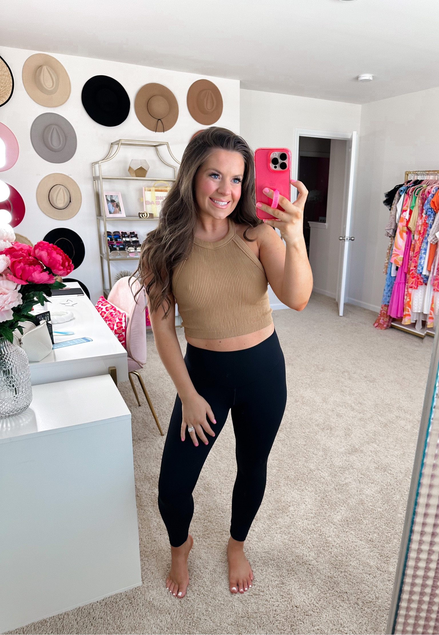 The best outfit combo from Aerie 🙌🏽 This bra tank & these offline leggings are incredible 🙌🏽 Wearing a medium in the top & bottoms - both fit TTS! Come in many colors. 

#LTKunder50 #LTKstyletip #LTKFitness