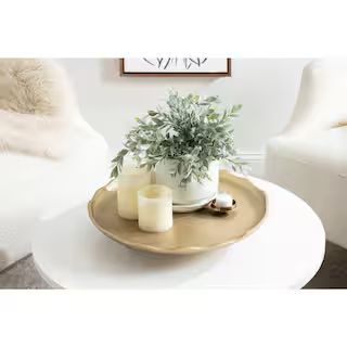 Kate and Laurel Alessia 16.00 in. W Round Gold Metal Decorative Tray 222906 - The Home Depot | The Home Depot