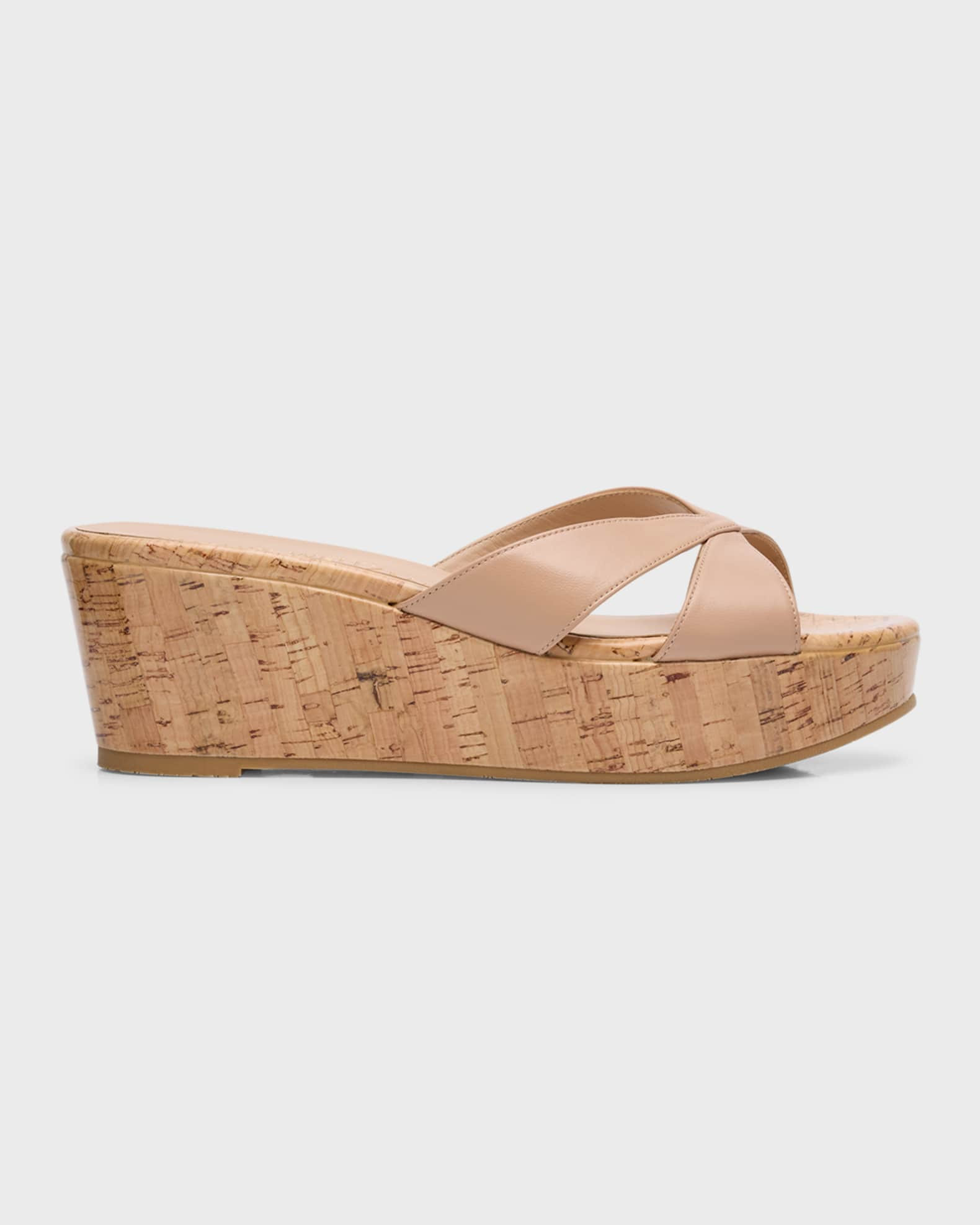 Stuart Weitzman Carmen Crisscross Leather Slide Sandals | Neiman Marcus