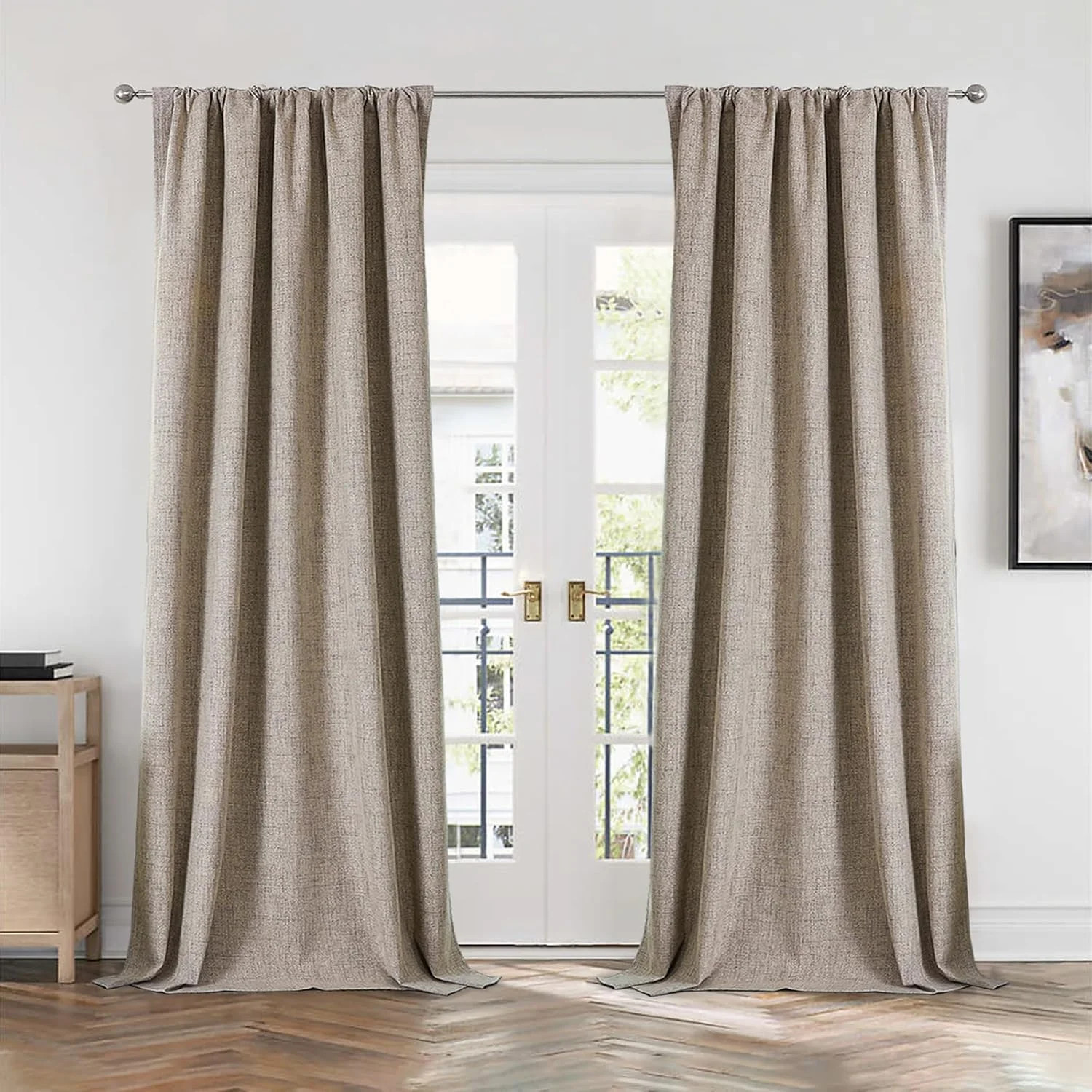 100% Blackout Linen Curtains 2 Panel Set, 52x108 Inch, Room Darkening Thermal Insulated for Livin... | Walmart (US)