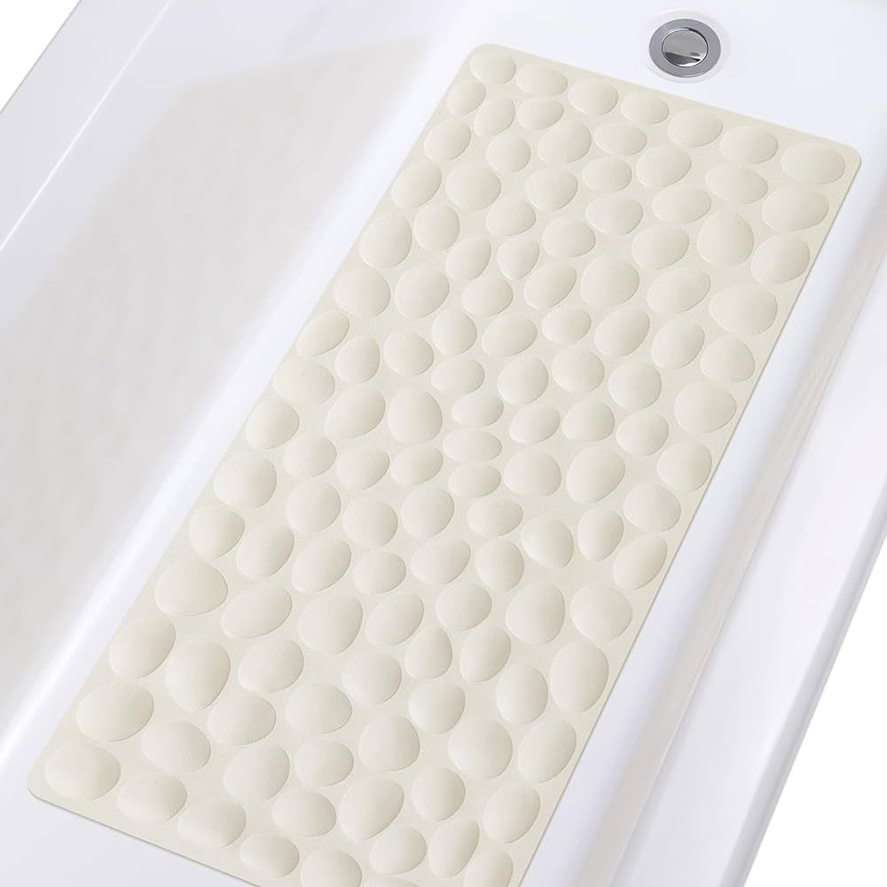 Non-Slip Bathtub Mat OTHWAY Soft Rubber Bathroom Bathmat with Strong Suction Cups (Beige) | Amazon (US)