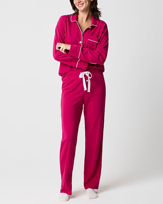 Long-sleeve knit top and pant pajama set | J.Crew Factory
