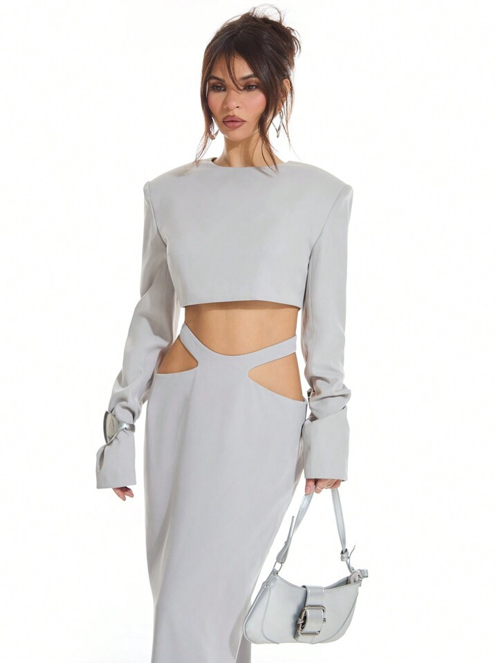 MUSERA Gewebtes Crop-top Mit Schulterpolster Und Offenem Rücken | SHEIN