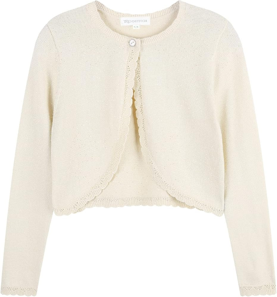 Girls Long Sleeve Sparkle Bolero Cardigan Kids Button Closure Knitted Shrug Cropped Sweaters Tops... | Amazon (US)