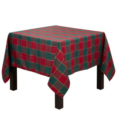 Saro Lifestyle Holiday Plaid Design Tablecloth, Red/Green, 70" x 70" | Target