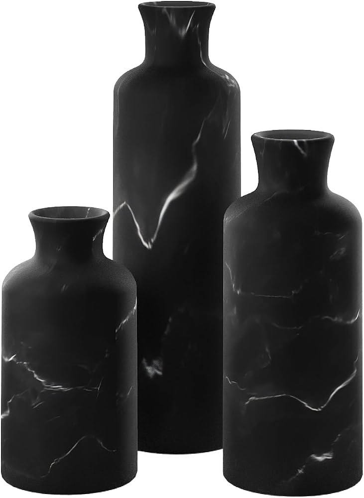 Creative Scents Matte Black Vase Set - Vases for Decor, Perfect for Holding Pampas Grass, Dried/F... | Amazon (US)