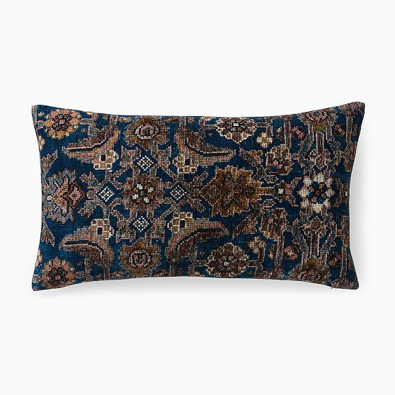 Ellis Rug Pillow Cover, Indigo, 12x21, Feather Down Insert | West Elm (US)