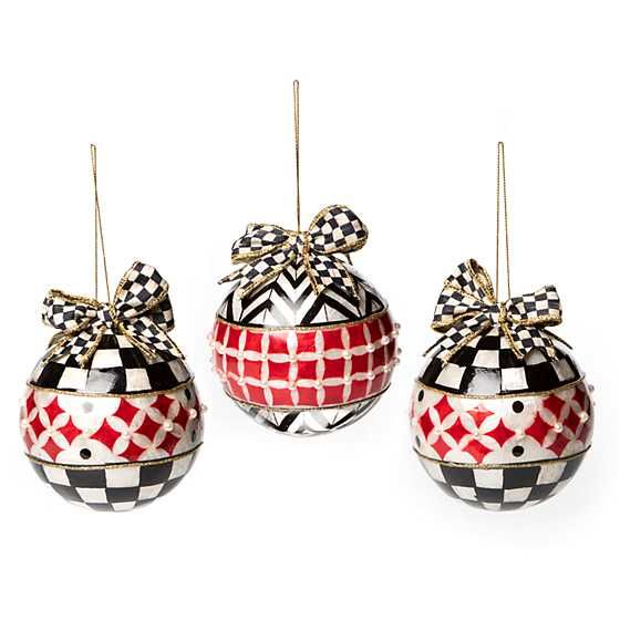 Checkmate Banded Capiz Ornaments - Set of 3 | MacKenzie-Childs