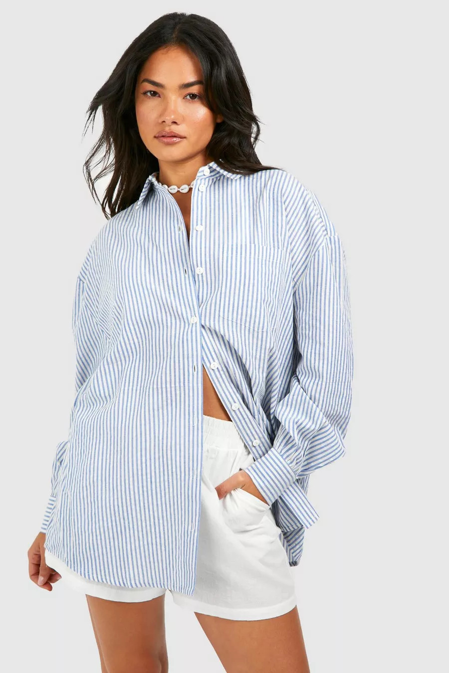 Striped Cotton Shirt | Boohoo.com (UK & IE)