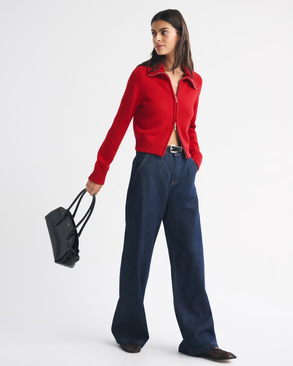 Women's Double Zipper Cardigan | Women's New Arrivals | Abercrombie.com | Abercrombie & Fitch (US)