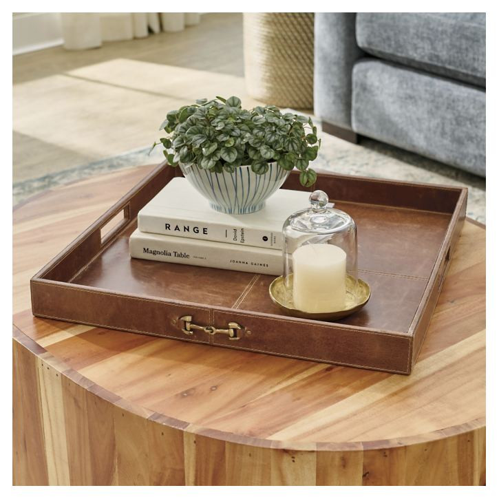 Beckett Square Leather Tray | Grandin Road | Grandin Road