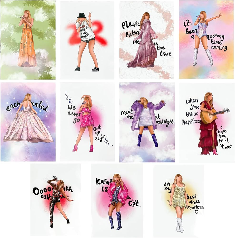 Byqone 11Pcs Singer Post Cards for Fans Birthday,TS Pop-Art Style Postcards with Singer All Album... | Amazon (US)