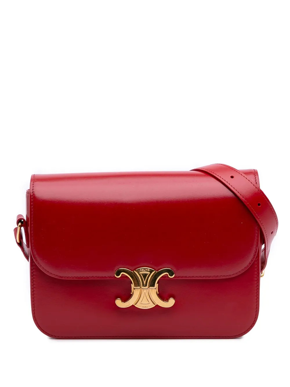 Celine Pre-Owned 2018 Classique Shiny Calfskin Triomphe Crossbody Bag | Red | FARFETCH UK | Farfetch Global