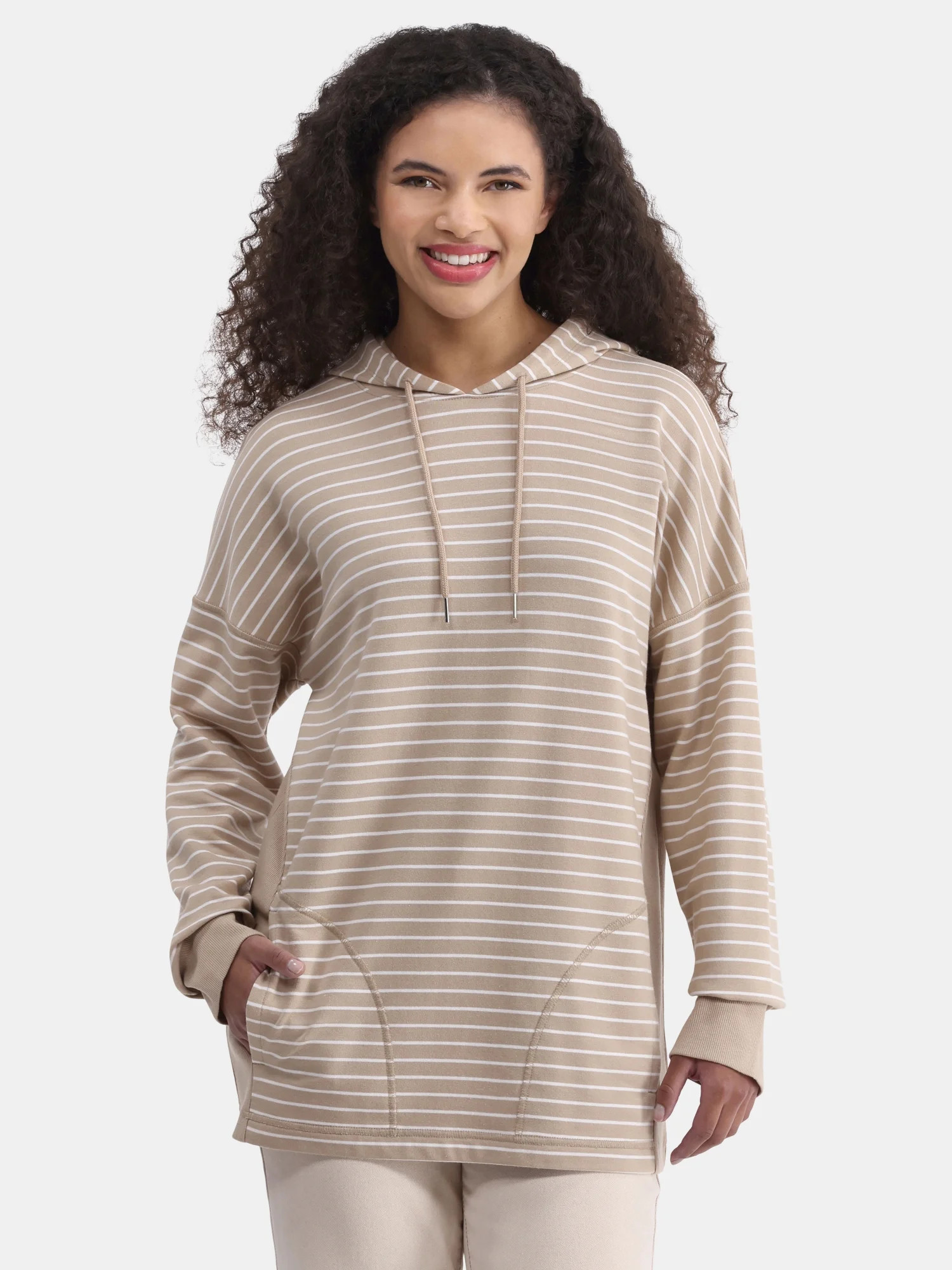 Time And Tru Women's Tunic Hoodie with Long Sleeves, Size XS-XXXL | Walmart (US)