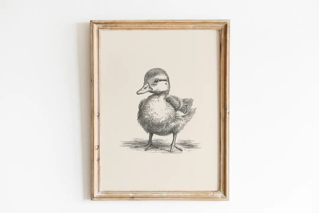 Baby Duck Vintage Print | Duck Wall Art | Duck Drawing | Antique Vintage Painting | Farmhouse Nur... | Etsy (US)