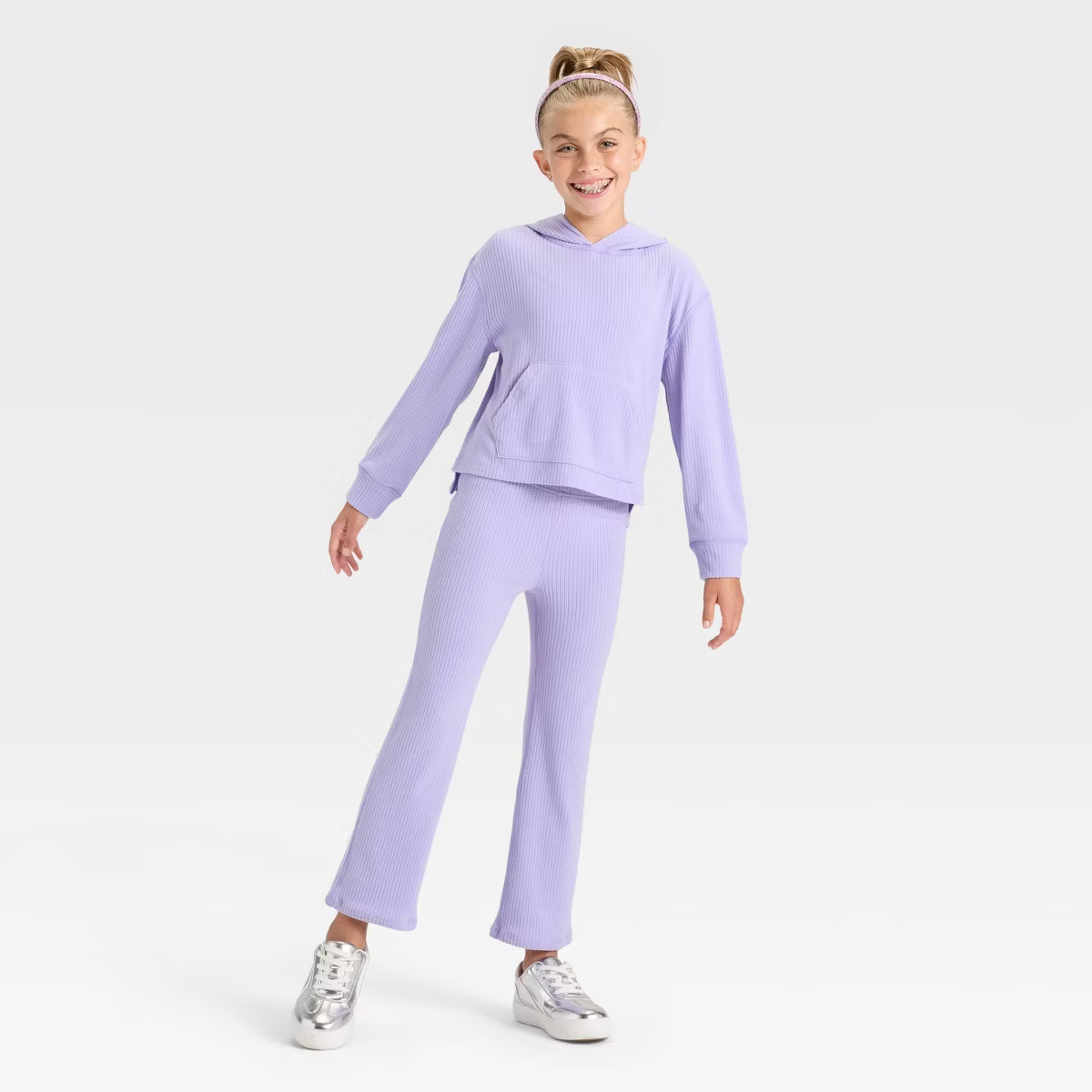 Girls' 2pc Cozy Top & Bottom Set - Cat & Jack™ Purple XS | Target