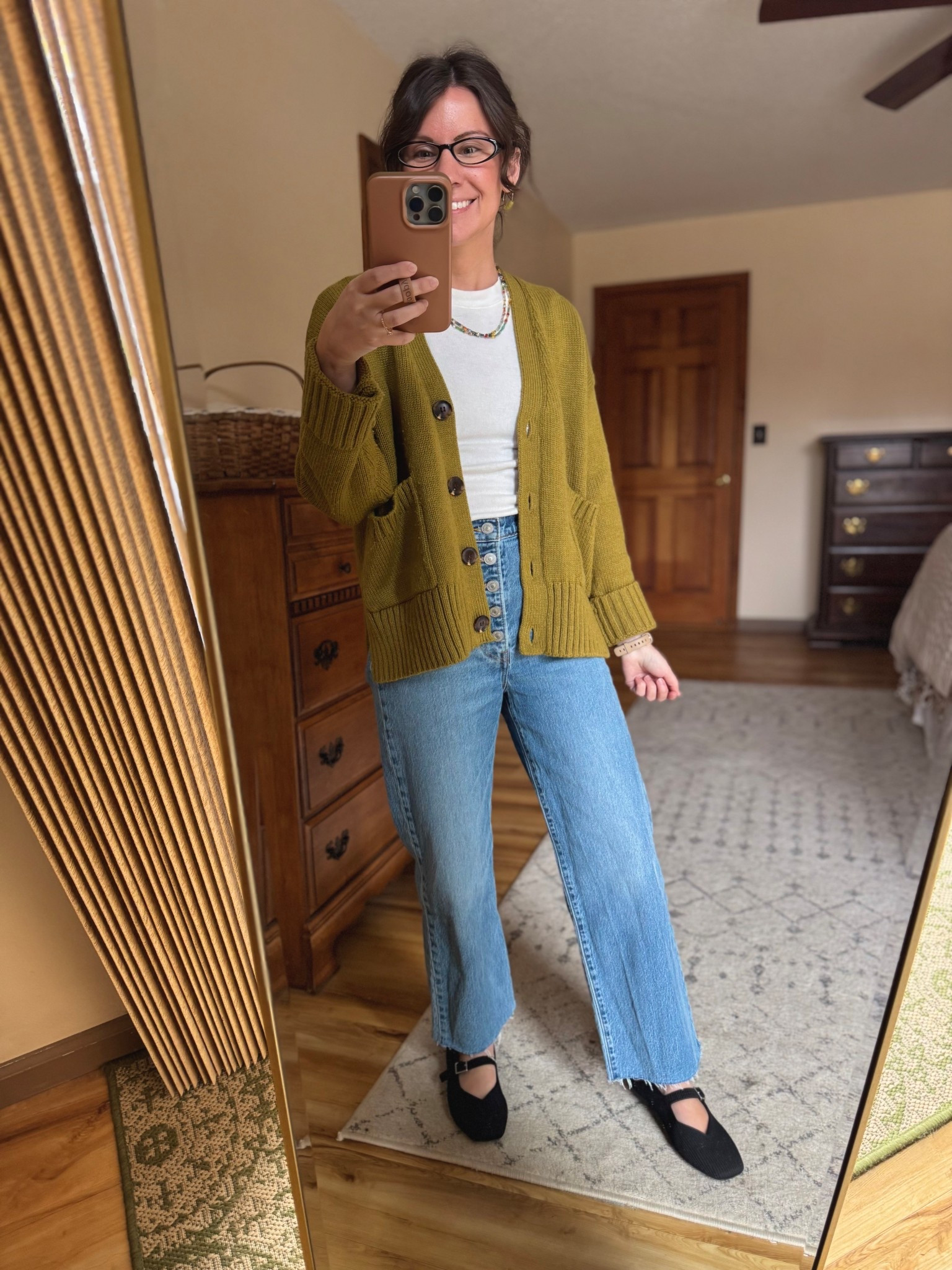 Wearing small in my tee, xs in my cardigan and 25 in my jeans. Jeans and cardigan are just about sold out so linked so I linked similar ones. Flats are size 6.5

#LTKPetite #LTKgrwm #LTKmomlife