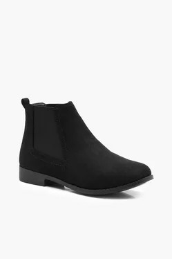 Suedette Flat Chelsea Boots | Boohoo.com (US & CA)