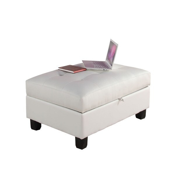 Kiva White/Red/Brown Faux Leather Storage Ottoman | Bed Bath & Beyond