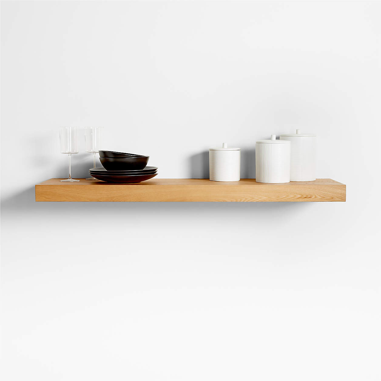 Natural Elm Wood Floating Shelf 48" + Reviews | Crate & Barrel | Crate & Barrel